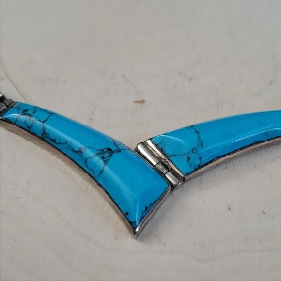 950 Sterling Silver 925 Turquoise Cleopatra V Necklace - Picture 3 of 12